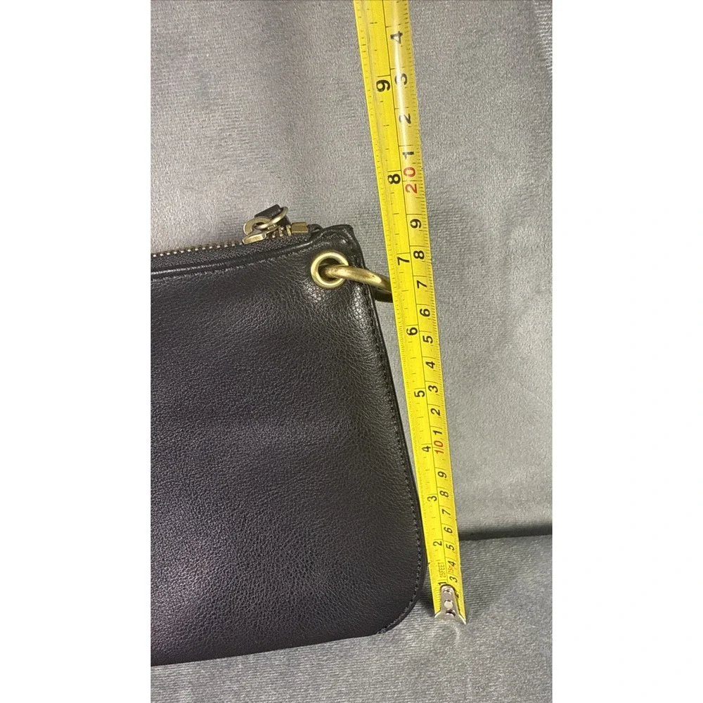ANTHROPOLOGIE Vegan Black Leather Double Crossbody Bag